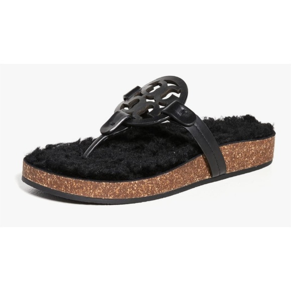 Tory Burch Miller Shearling SandalSize 9.5